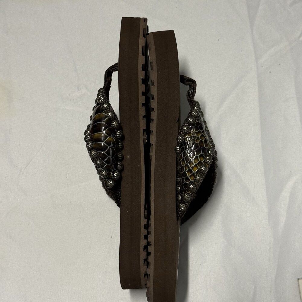 Gypsy Soule Studded Snakeskin Flip Flops Women’s SZ 7 Brown, Western, Sandals - Picture 3 of 16